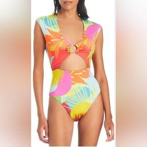 🆕SANCTUARY Tropical Cutout One Piece Swimsuit | L NWT